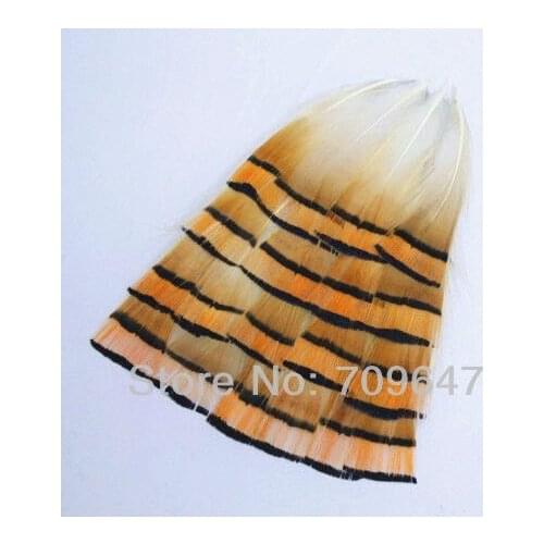 100PCS/LOT 4-8cm Loose Nature Bright Orange&Black Colour Golden Pheasant Tippet Feathers,Craft Feathers,Small Feathers