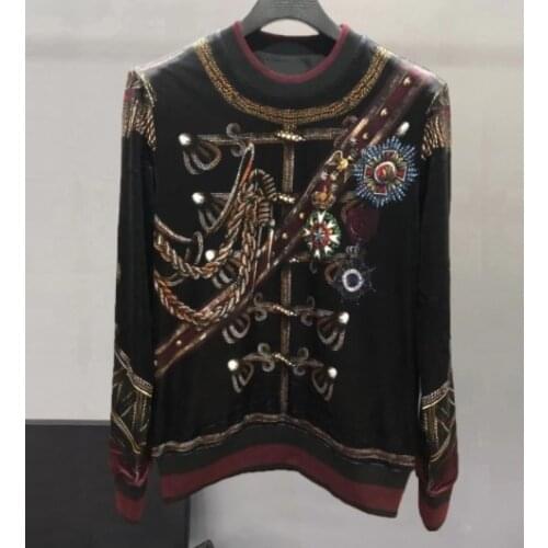 2021 20ss new fashion velvet knight crown royal letter print brand famous clothing luxury sweatshirts pullover designer for men