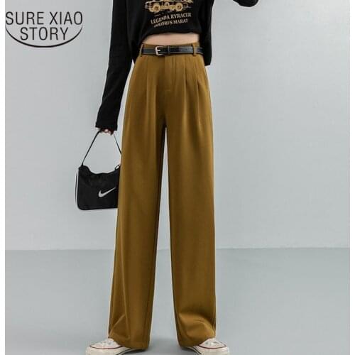 High Waist Woman Pants 2021 Autumn Wide Leg Pants Black Loose Casual Trousers Suit Solid Fashion Clothes Female Pantalon 11176