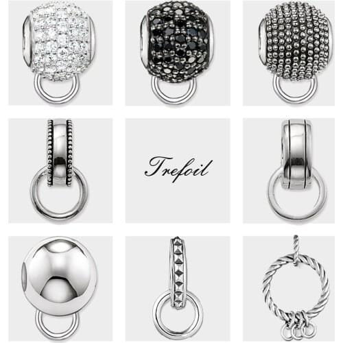 DIY Beads Carrier White CZ Pave Charm 5mm Hole,Fashion Silver Jewelry Romantic Gift For Women Girl Fit Bracelets Necklace 2018