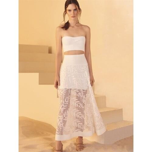 Black White Women Sets Strapless Short Tops With Skirts 2 Pieces Rayon Bandage Sets Homecoming Party Sets Women Clothes