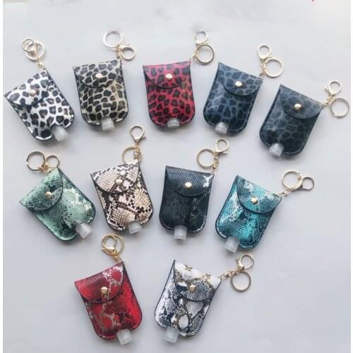 30ml Leopard Print Hand Sanitizer Keychain Holder Travel Bottle Refillable Containers Flip Cap Reusable Bottles Keychain Carrier