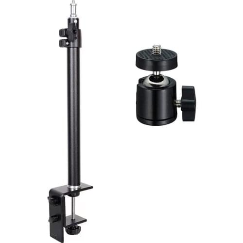 Flexible Desk Mount,Selfie Live Broadcast Stand,Phone Holder Clip,Camera Monopod otatable Ball Head for Webcam Lights,Microphone