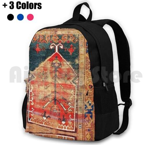 Konya Central Anatolian Prayer Rug Outdoor Hiking Backpack Riding Climbing Sports Bag Vintage Vintage Rug Carpet Persian Tribal