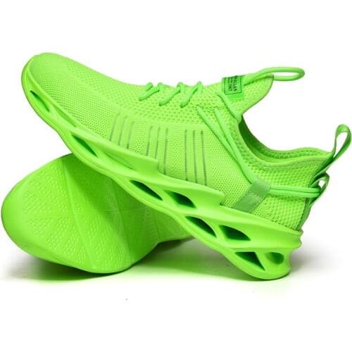 Sneakers Men Running Shoes Unisex Couple Sport Unisex Mesh Breathable Shoes Soft Athletic Holes Green Women Shoes Size 5.5-12