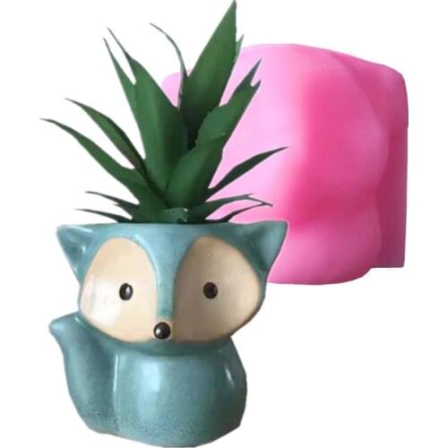 Fox Candle Holder Silicone Mold Plaster Aromatherapy Mold Epoxy Resin Craft Succulent Plant Pot