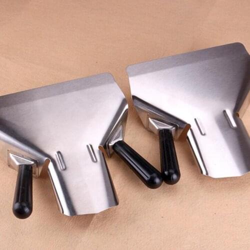 French Fries Shovel Chip Scoop Food Stainless Steel Kitchen Tools Shovel Fries Burger Packaging Tool Single/Double Handles Grip