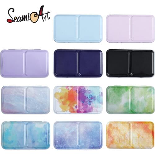 SeamiArt Half Pan Watercolor Tray Paints Tin Box Empty Palette Painting Storage Paint Tray Box for Painting Supplie