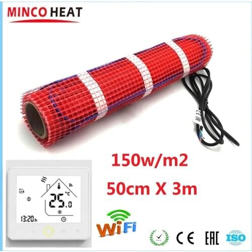 MINCO HEAT 50cmX3m 150w/m2 Warm Heating Mat 1.5m2 Under Tile Wooden Floor with Smart WiFi Thermostat