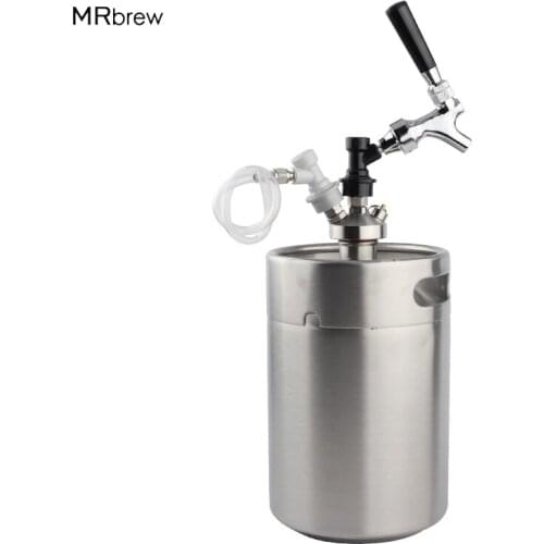 5L Mini Beer Keg Growler + Mini Keg Dispenser with Draft beer tap and gas & Liquid ball lock Homebrew Beer