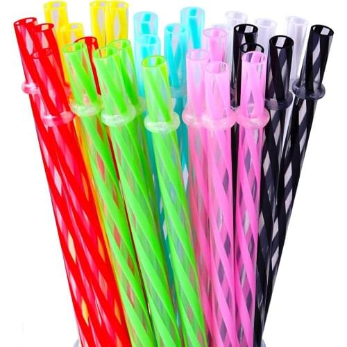 25PCS Reusable Plastic Straws for Tumblers Mason Jars 9 Inches Transparent Threaded Colored Drinking Straws with Cleaning Brush