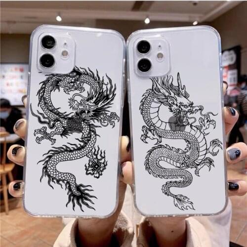 Fashion Dragon Animal Pattern Phone Case For IPhone 12 Mini 11 Pro Max XR XS XSMax X 5 5S SE 2020 6 7 8 Plus Transparent Cover