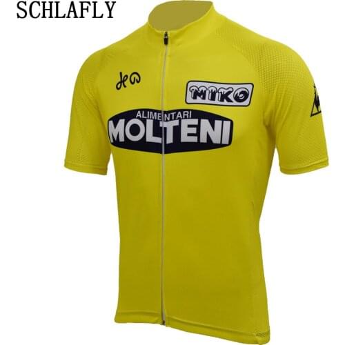 Molteni cycling jerseys yellow summer short sleeve retro bike wear jersey road jersey cycling clothing schlafly