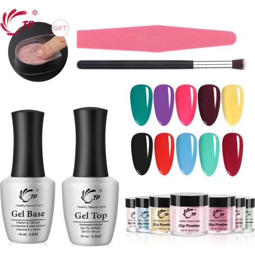 TP 6 Colors/set 10g 0.35oz Nail Dipping Powder kit Without Lamp Cure Natural Dry Acrylic System Salon Xmas Decoration Dip Powder