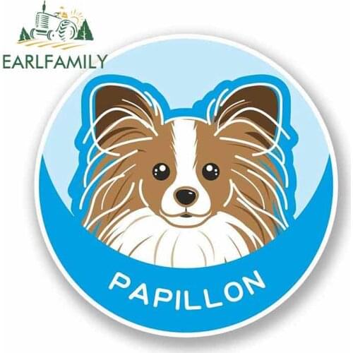 EARLFAMILY 13cm x 12.9cm For Papillon Continentl Toy Spaniel Dog Fine Decal Waterproof Vinyl Car Wrap Stickers Car Truck Pinup