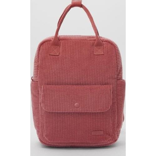 2021 New Childrens Bag, Toddler Solid Color Backpack, Corduroy Backpack, Portable Backpack