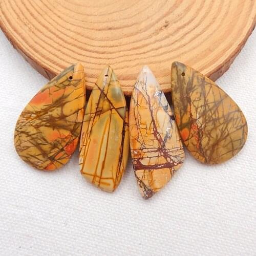 Wholesale,4pcs Natural Multi-color Picasso Jasper Pendants,37x22x6，40x16x4mm，19.8g