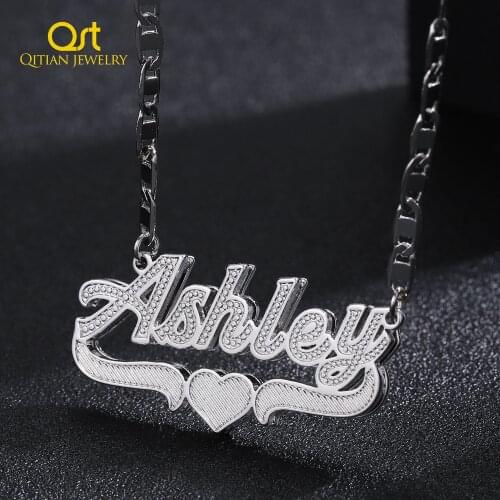 Customized Name Necklace Double layer Plated Nameplate 3D Necklace Personalized Choker Charm Name Necklace Gifts For Women