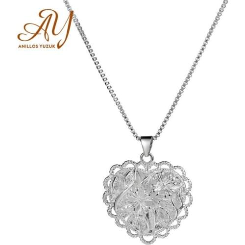 Anillos Yuzuk Sterling Silver 925 Jewelry Necklaces New Fashion Heart Shape Pendant Necklace For Women Wedding Anniversay Gifts