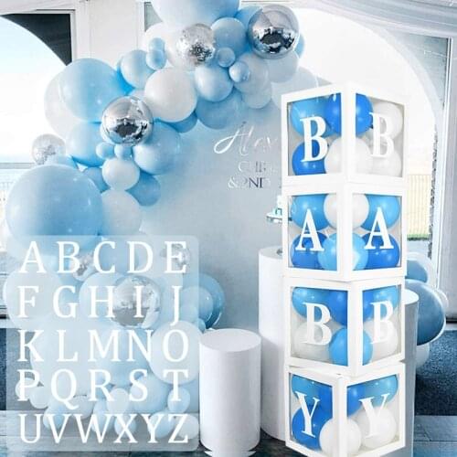 A-Z Letter Name Transparent Balloon Box BABY Boy Girl 1st Birthday Party Wedding Decoration Christening Baby Shower Gift Box