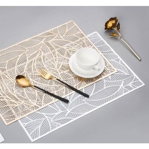 Rectangular Heat Insulation Placemat Nordic Style Hollow Table Mat Hotel Restaurant Dish Mat Leaf Decoration Mat