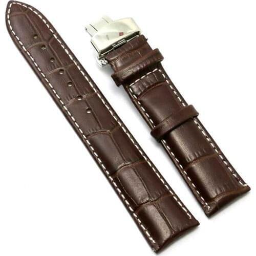 Brown Leather Watch Band 18mm 20mm 22mm Straps MenS Watches Accessories Women Exquisite Strap Butterfly Buckle 7 Holes