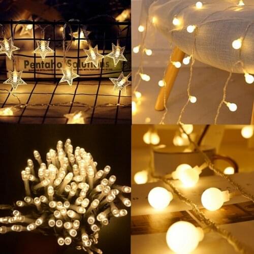 Christmas Decorations LED Fairy String Lights 1.5/3/6/10M Battery Operated Cherry Ball Light Wedding Halloween Outdoor Garland