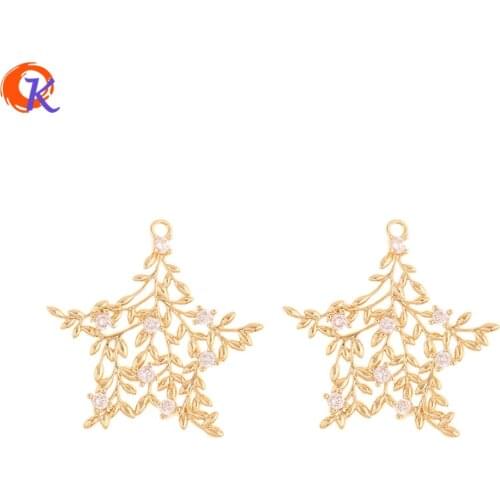 Cordial Design 10Pcs 25*25MM Jewelry Accessories/CZ Charms/Star Shape/Genuine Gold Plating/Hand Made/Earring Findings/DIY Making