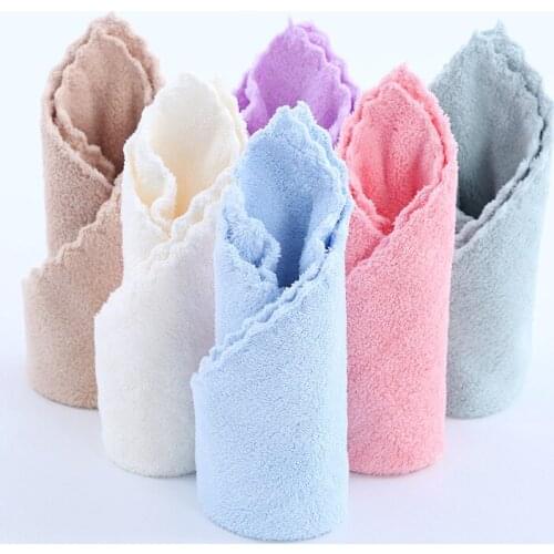 New 1PC Coral Fleece Square Scarf Thicken Soft And Absorbent Hand Towel Kitchen Car Wipe Towel Small Rag