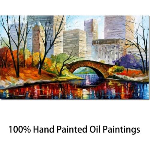 Palette knife oil painting abstract central park new York Canvas Modern Art city landscapes for office wall Decor Hand painted