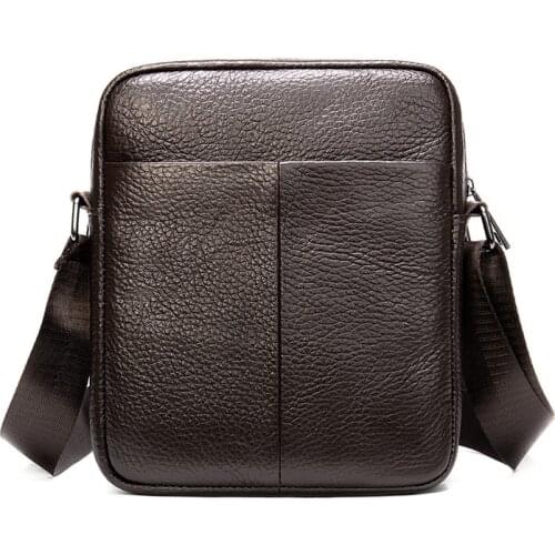 High Qualuty Men Small Bag Genuine Leather Males Crossbody Bag Business Cow Leather Mens Messenger Bag Zipper Shoulder Handbag