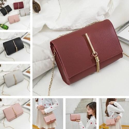 Tassel Womens Shoulder Bag PU Leather Ladies Messenger Bag Female Pure Color Small Square Bag Clutch Bags 2021 Handbags