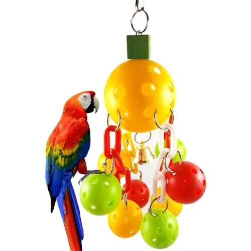 Bird Supplies Bells Toys Perch Hanging Swings Cage for Pets Parrot Plastic Ball Bite Resistant Hollow Bird Parrot Hanging Ball