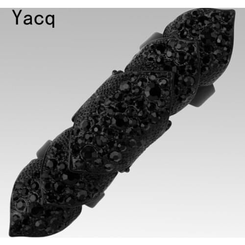 YACQ Full Double Finger Knuckle Ring for Women Armor Crystal Punk Rock Jewelry Gifts Antique Gold Silver Color RM03 Dropshipping