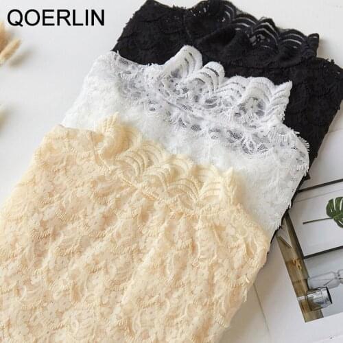 Summer Women Lace Floral Embroidery Blouse Shirt Ladies Tops Sexy Mesh Blouses Transparent Elegant See-through Turtleneck Shirt