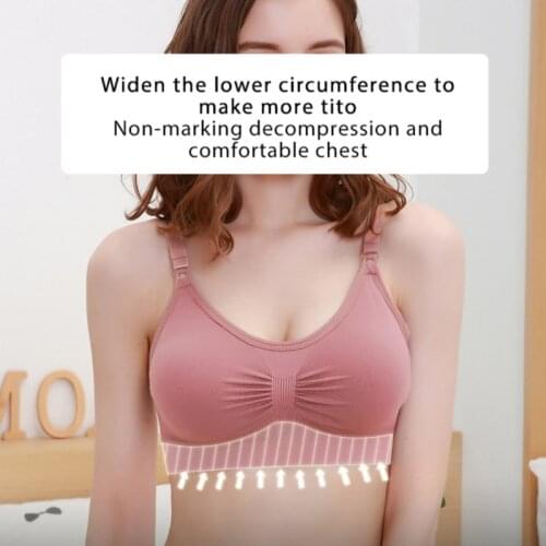 Ladies Seamless Front Buckle Pleated Wirefree Womens Thin Breast-Feeding Bra Elastic Adjustable Gathering Nursing Brassiere