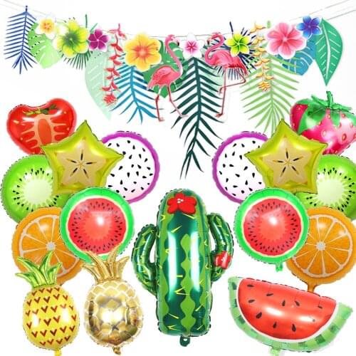 18" Fruit Strawberry Pineapple Watermelon Foil Balloons Summer Hawaii Candy Birthday Party Decoration Baby Showe Kids Toy Gift