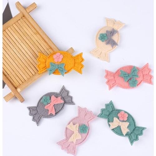 20pcs/lot 5*2.5cm bowknot Padded appliques for headwear decoration handmade hair clip accessories