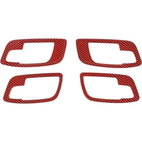 For Dodge Charger 2011-2021 Car Inner Door Handle Bowl Cover Trim Decoration Frame Accessories, Red Carbon Fiber, 4PCS