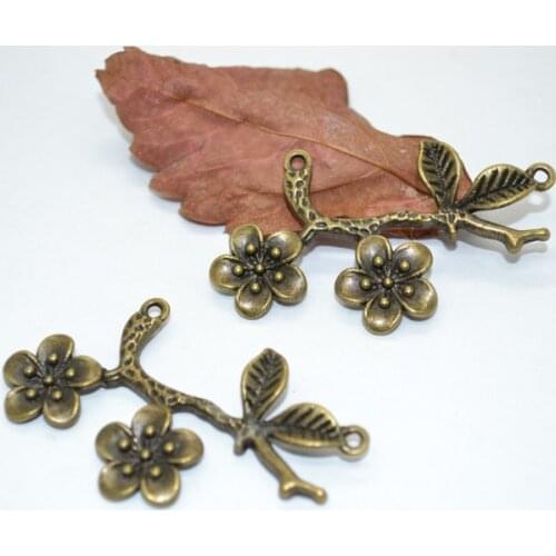 5Pcs Zinc Alloy Antique Bronze flower Charm DIY Jewelry Making 54*31mm 1475