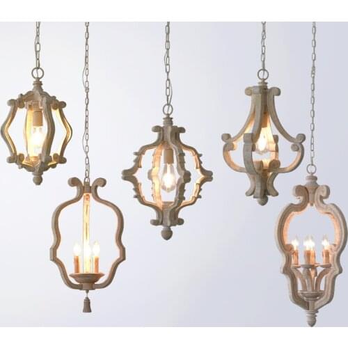 American Retro Pendant Light Restaurant Kitchen Farmhouse Chandelier Nordic Wooden Suspension Light Antique Vintage Hanging Lamp