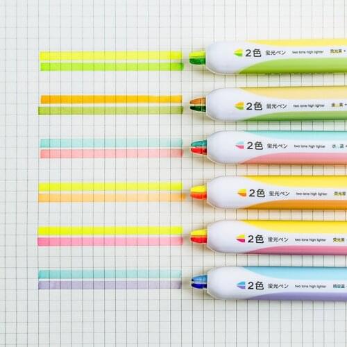 Andstal 12 colors/set Soft Pastel Color Dual Tips Highlighter Pen milkliner for school marker Stationery office Double Headed