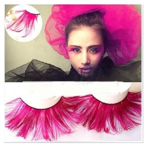 Free shipping Buddhistan red wool slitless feather false eyelashes cosmetic ym-050