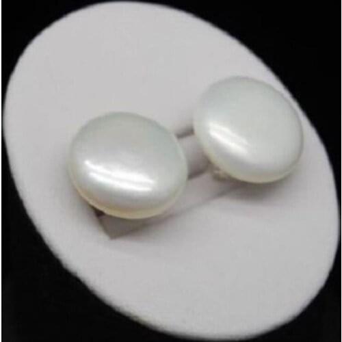 Free shipping Charming 12-13MM white coin pearl earrings 14k/20 yellow gold