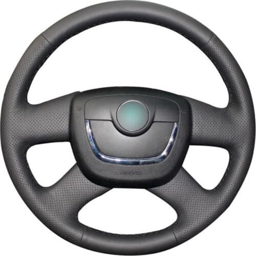 Top Leather Steering Wheel Hand-stitch on Wrap Cover For Skoda Octavia Superb 2012 Fabia Yeti 2009-2013