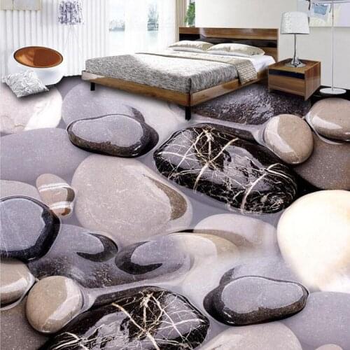 Custom 3D Photo Creative Floor Wallpaper Mural Stereoscopic Brown And White Stone Bedding Room Non-slip Self-adhesive Wall Paper