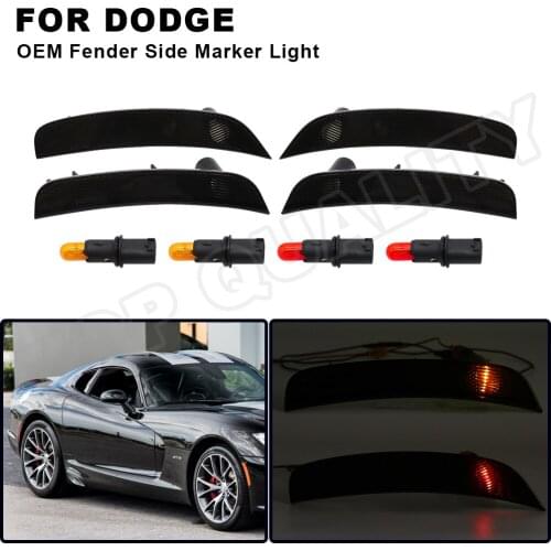 4X OEM Side Marker Light Fender Lamp Amber & Red Halogen Housings Bulbs For Dodge Viper 2013 2014 2015 2016 2017 Smoke Clear