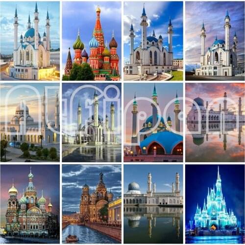 5D Full Square Diamond Painting Scenery Diamond Embroidery Mosque Picture Of Rhinestones Diamond Mosaic Wall Decor