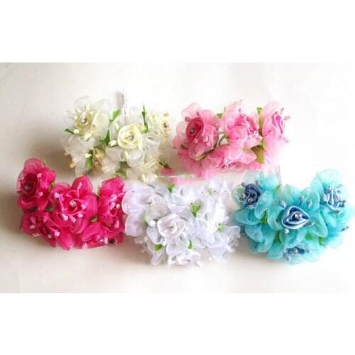 Artificial flowers head Rose yarn bride headdress flower wreath candy DIY decorative flower bouquet