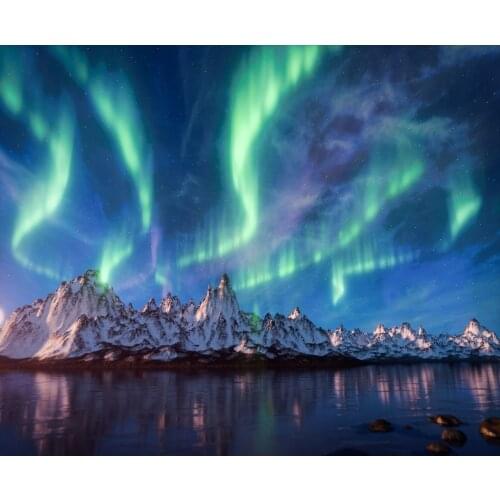 JMINE Div 5D northern lights Mountain sea Full Diamond Painting cross stitch kits art Scenic 3D paint by diamonds